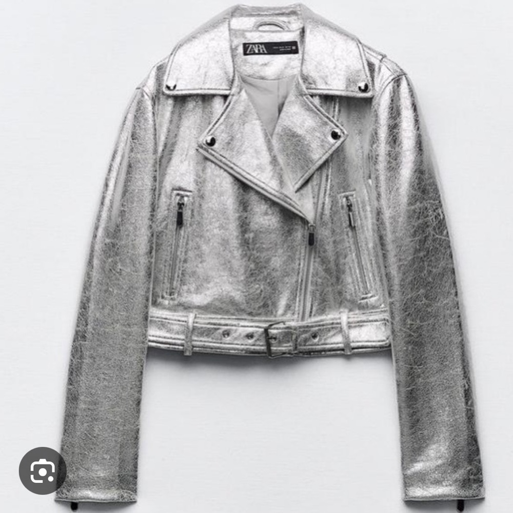 Zara Silver Leather Jacket